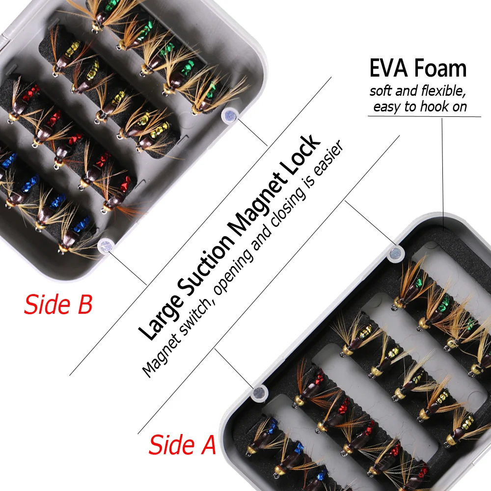 Wifreo 32PCS # 8 cuentas cabeza Ninfa Scud insecto gusano mosca Ninfa húmeda pesca con mosca moscas insectos artificiales cebos trucha Señuelos de pesca - imagen 4