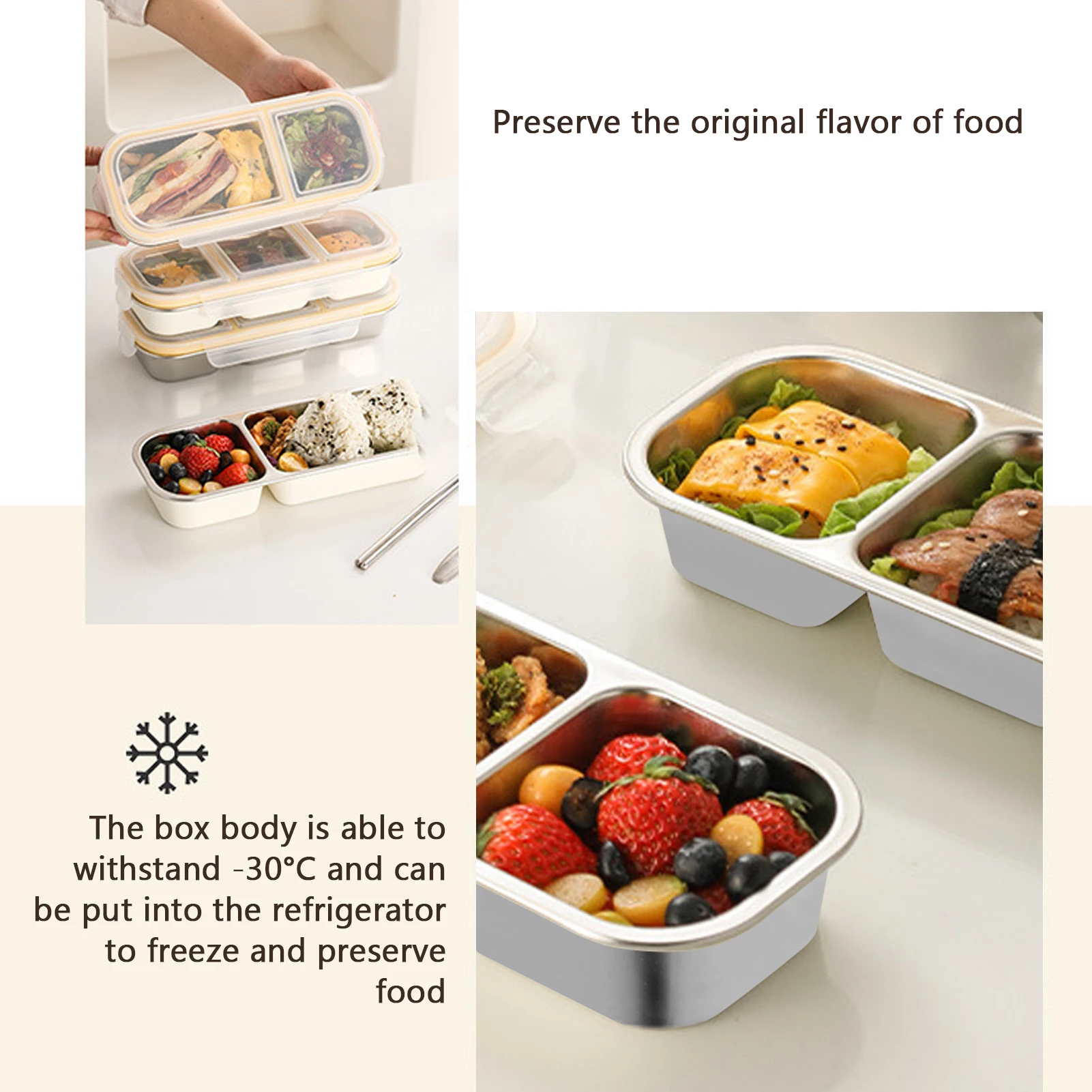 Fiambrera de acero inoxidable 304 para exteriores, contenedor de comida portátil para acampar, senderismo y viajes, 700ml - imagen 2