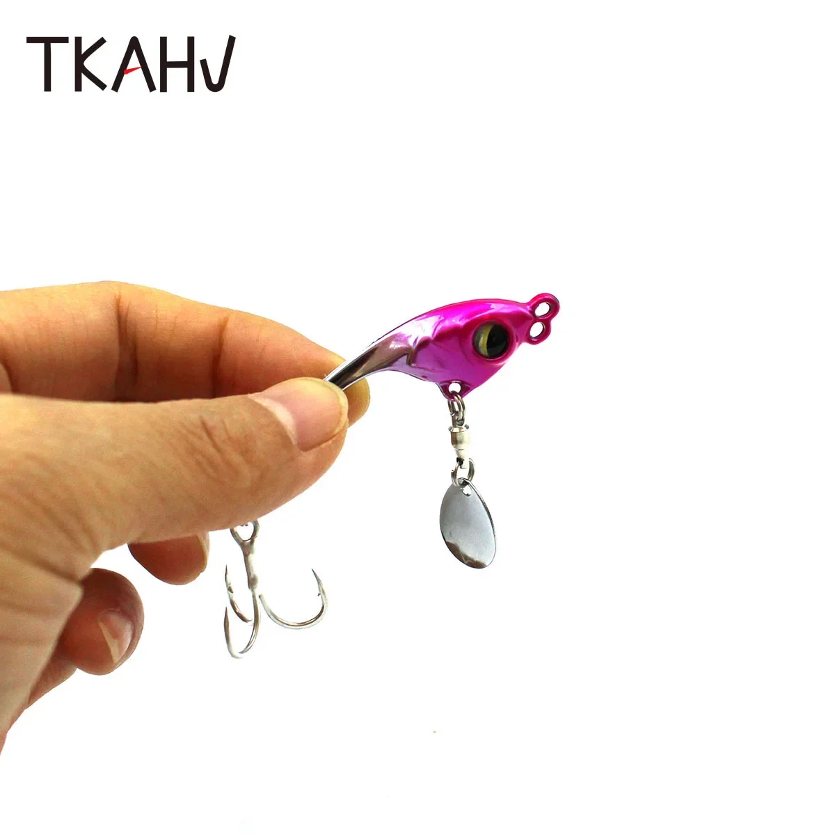 TKAHV-señuelo de pesca de Metal Artificial, cebo duro con vibración, cuchara brillante, anzuelo triple, aparejos de carpa, 5g, 7g, 10g, 15g, 20g - imagen 5