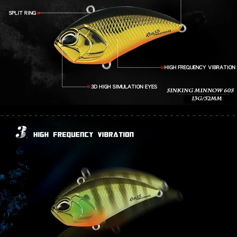 Señuelos de Pesca con vibración de hundimiento, cebo duro Artificial de tiro largo, agua salada, VIB, Crankbait, Wobblers, aparejos, 54mm, 14,5g - imagen 5