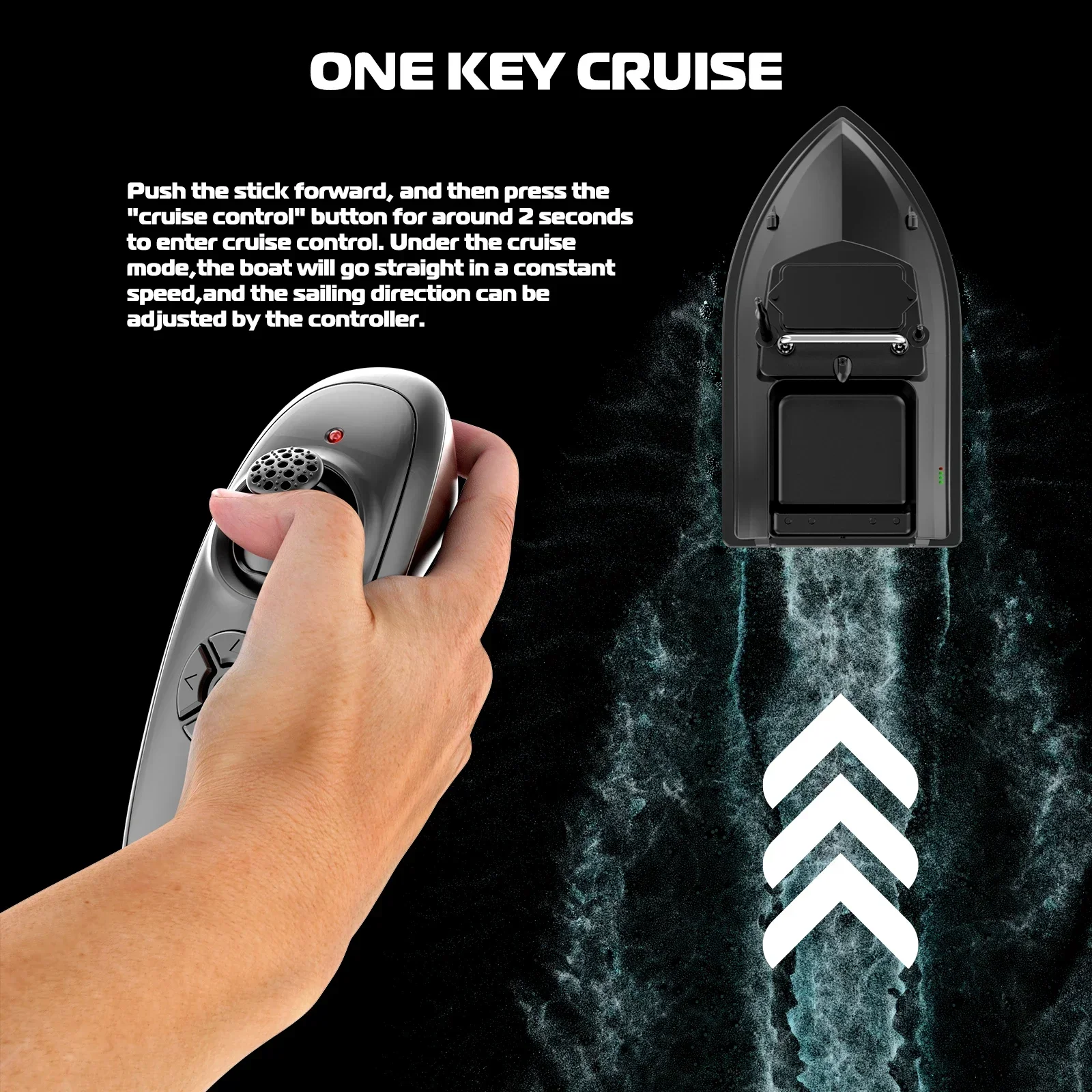 VWVIVIDWORLD, Control remoto de 500M, barco de cebo de pesca RC, 2KG cargado, crucero de velocidad fija, impermeable, alta velocidad, 4 luces nocturnas, VX - imagen 5