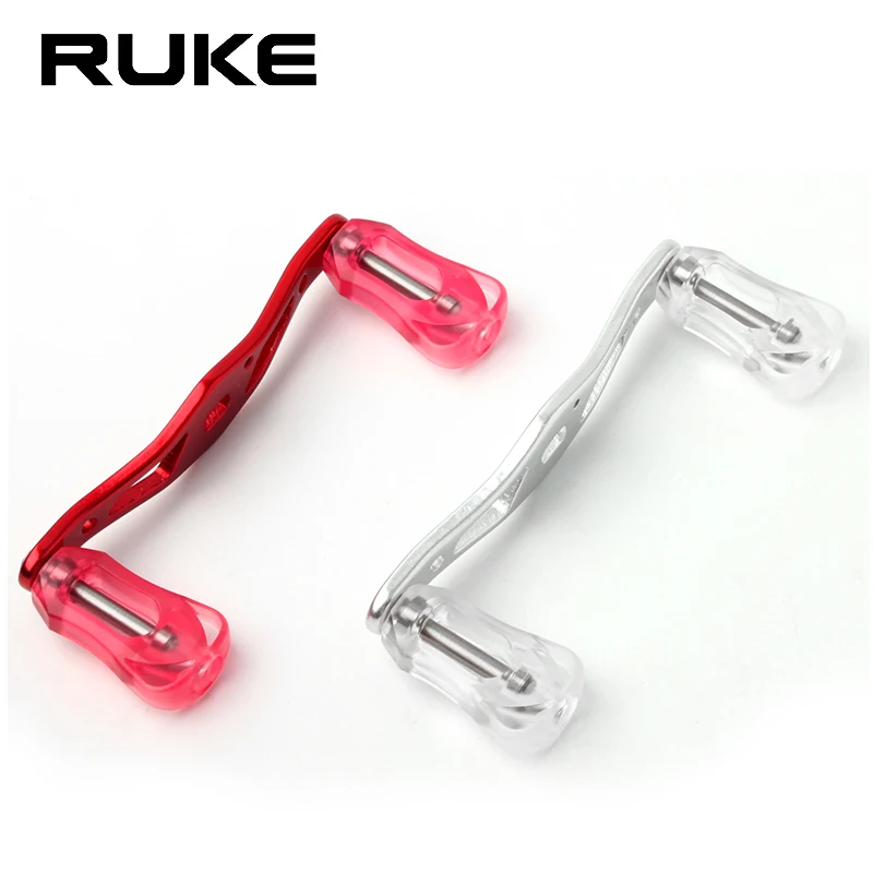 Mango de carrete de pesca RUKE con perilla acrílica para carrete Da/Sh/A, longitud de 100mm, peso 21,9g, tamaño del orificio de montaje 8x5/7x4mm, accesorio DIY