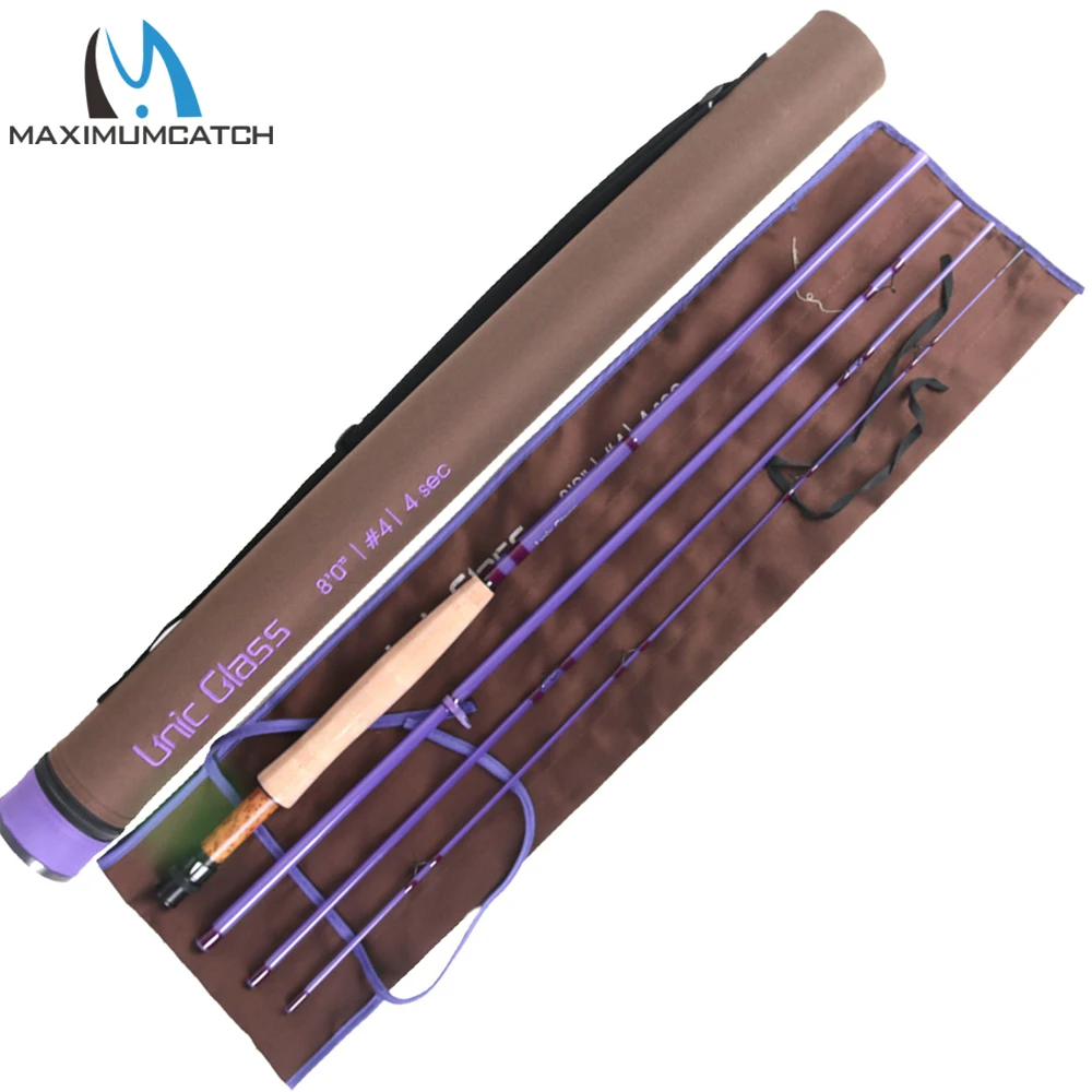 Maximumcatch Unic Fibra de vidrio 3/4/5wt Fly Rod 7/8/8,6 pies Vidrio de carbono de acción rápida con tubo extra duro - Ligero de alta calidad