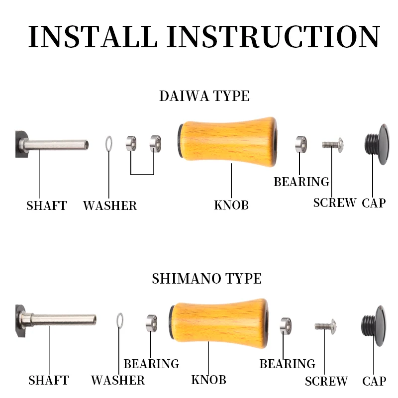 Kawa perilla de mango de carrete de pesca, Material de madera de abedul, mango de carbono con perilla de madera para carrete giratorio y de fundición S/D, accesorio de bricolaje - imagen 5