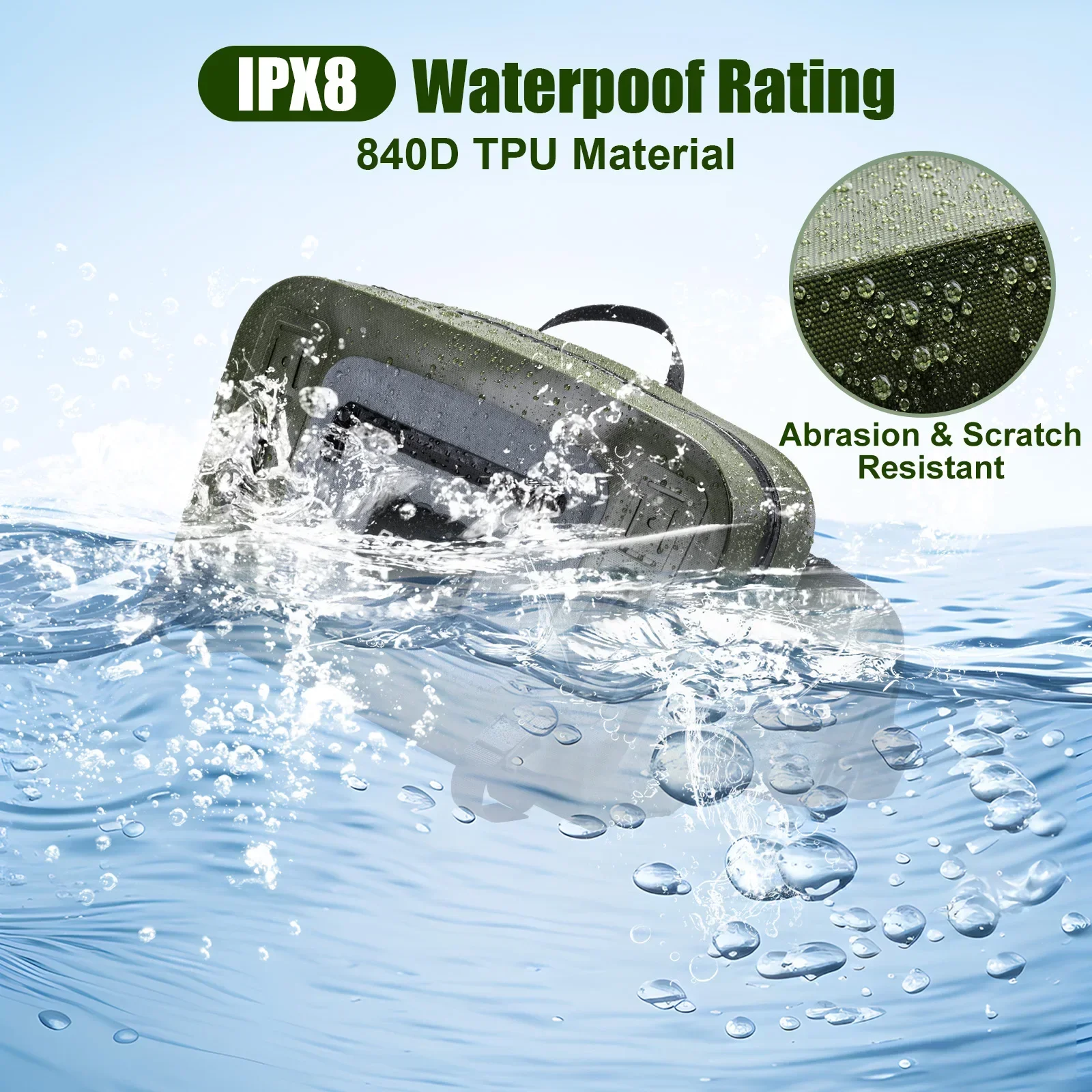 Goture 34*22*10,5 cm bolsa de pesca con mosca IPX8 impermeable multifuncional riñonera Luya bolsa de almacenamiento de aparejos soporte de caña cuerpo cruzado - imagen 4