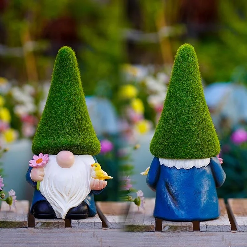 Adorno resina duende enano – Decoración jardín exterior sombrero verde - imagen 5