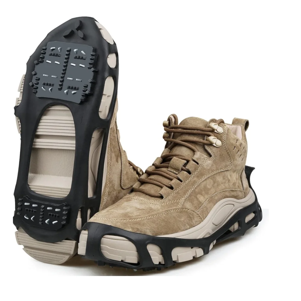 Pinza de hielo de 24 dientes para zapatos, botas, crampones, empuñaduras de punta, tacos antideslizantes para pesca en hielo, senderismo y escalada - imagen 2