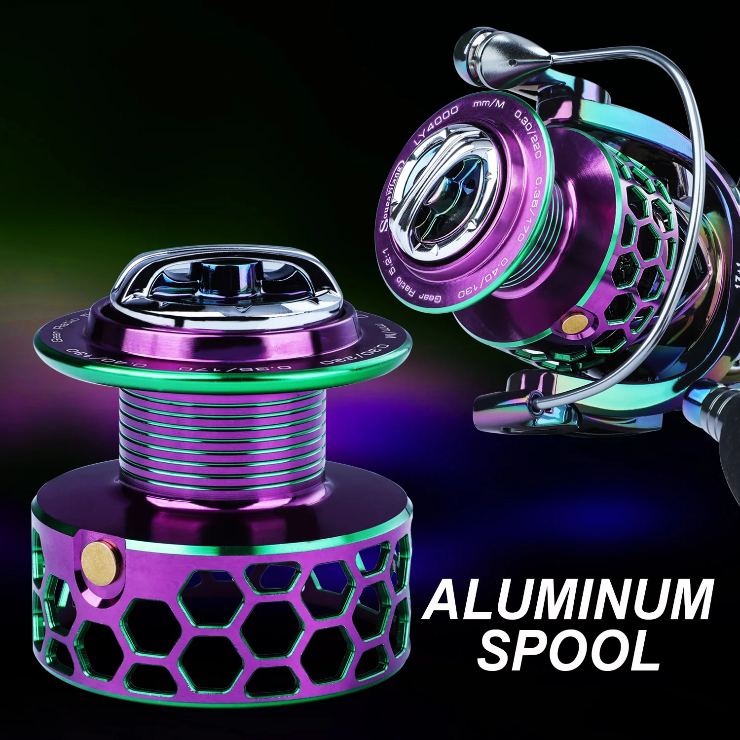 Carrete de Pesca Giratorio Sougayilang 1000-4000, Carrete Ligero de Aluminio CNC, Relación de Engranajes 5.2:1, Carrete Giratorio para Pesca de Lubina y Trucha en Agua Dulce - imagen 4