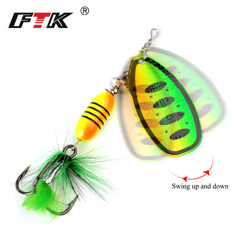FTK Spinnerbaits señuelo de pesca cuchara 17,5g pluma accesorios de señuelo de agua salada anzuelo triple para lubina trucha tipo tipo Wobblers aparejos - imagen 3