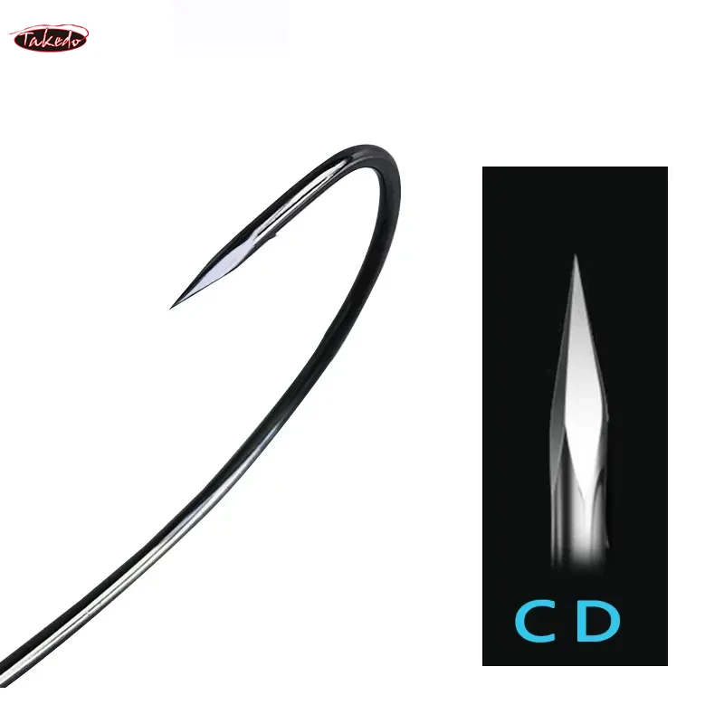 TAKEDO 3X 20 unids/caja fortalecer manivela anzuelo de pesca 9003 CD negro níquel K Jigging cebo Texas Rig gusano anzuelo carpa lubina anzuelo K - imagen 4