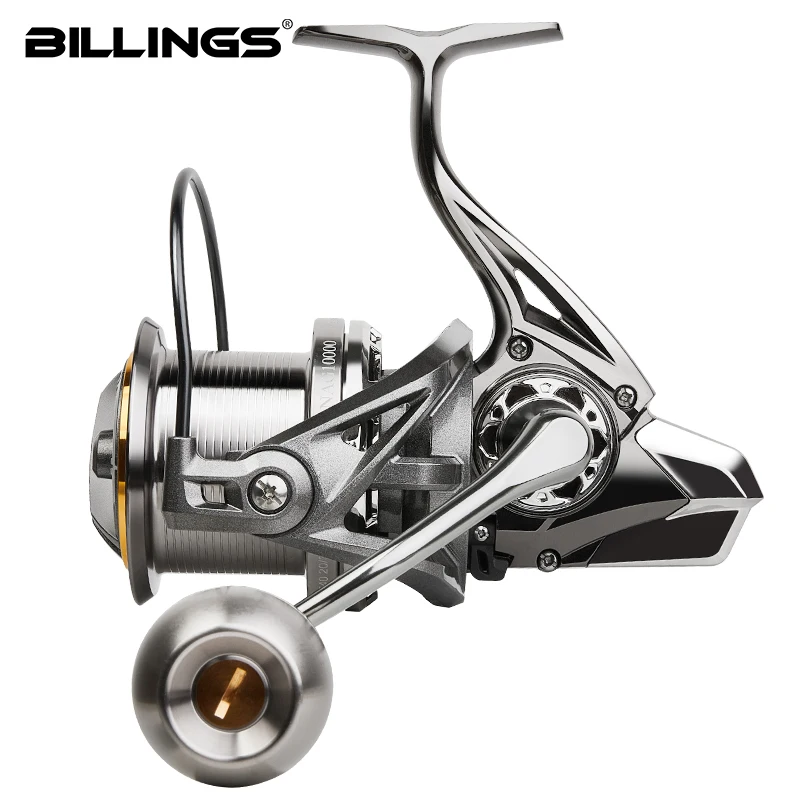 Carrete de pesca giratorio de Metal BILLINGS serie 8000-14000 arrastre máximo 20KG carrete de aluminio potente carrete giratorio de agua dulce y salada