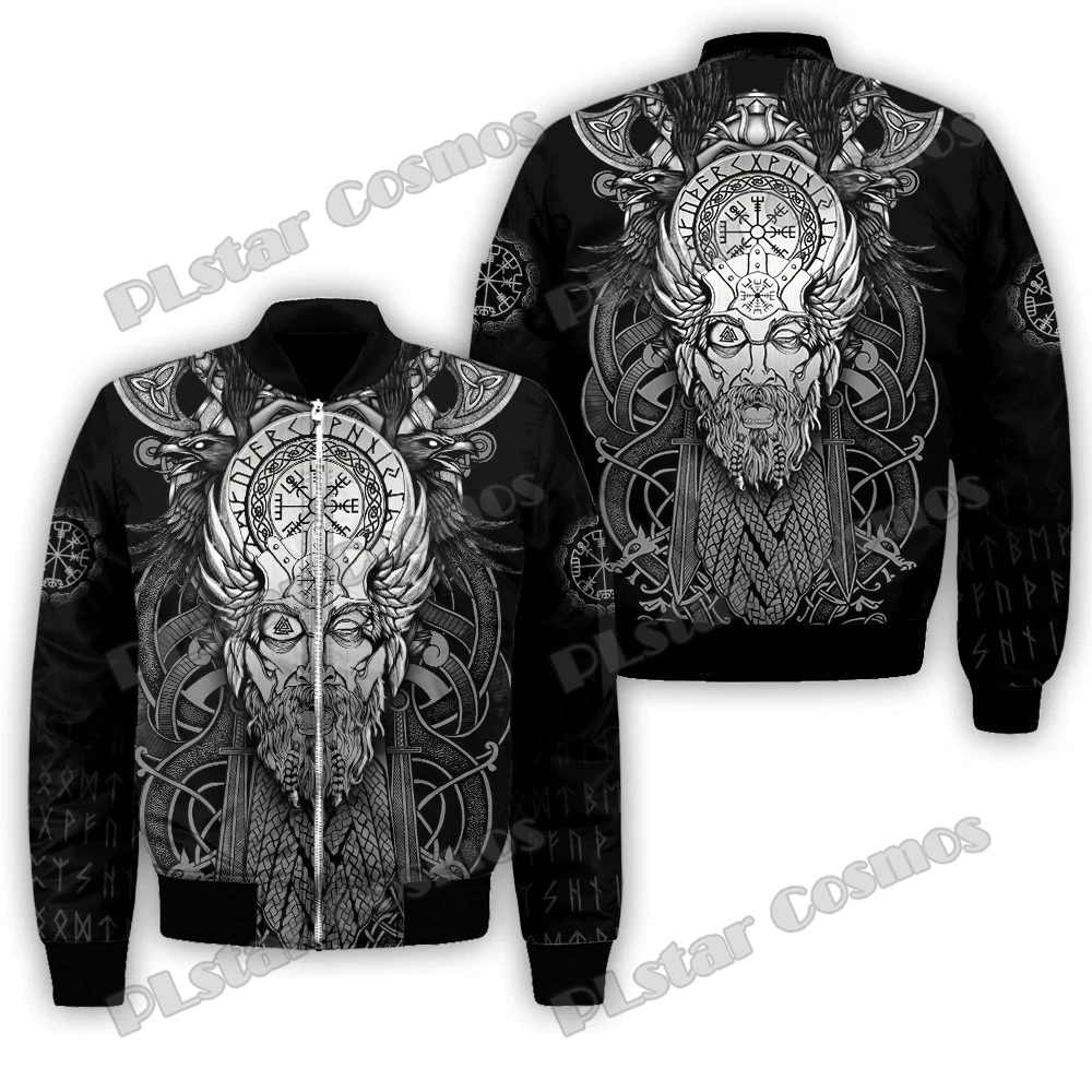 Chaqueta Bomber de invierno para hombre, abrigo con cremallera y bolsillo grueso con estampado 3D de cuervo y dragón, chaqueta cálida informal Unisex con cremallera FX-08 - imagen 4
