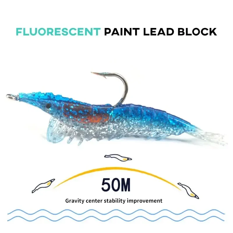 4 Uds 3g cebo para peces cebo para camarones simulación luminosa cebo suave para camarones aparejos blandos artificiales señuelo de pesca lubina aparejos de pesca de mar - imagen 4