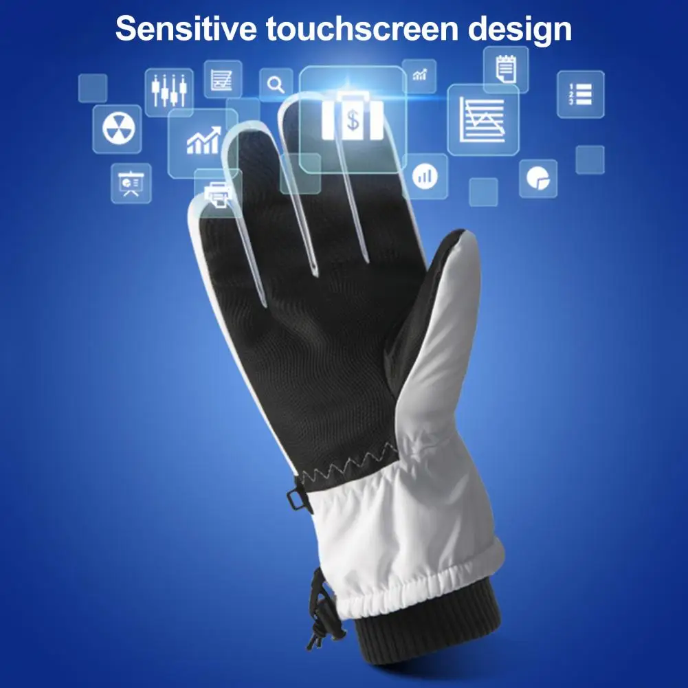 1 par de guantes de esquí al aire libre para hombres y mujeres, guantes térmicos con forro polar y pantalla táctil a prueba de viento, guantes cálidos para ciclismo en clima frío para invierno - imagen 5