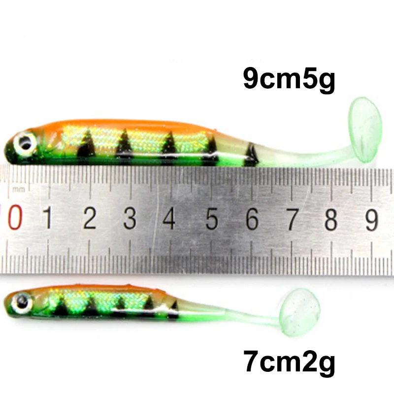 T-tail Fish Soft Bait 3D Rainbow Fish Road, Subsoft Fish, 10cm, 5g, 8cm, 3G, incrustado, papel de aluminio, Road Subbait - imagen 3