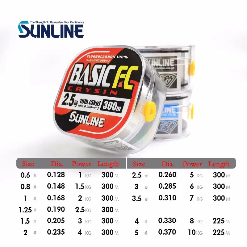 100% Original SUNLINE BASIC FC 225M/300M hilo de pescar de fibra de carbono de Color transparente - imagen 4