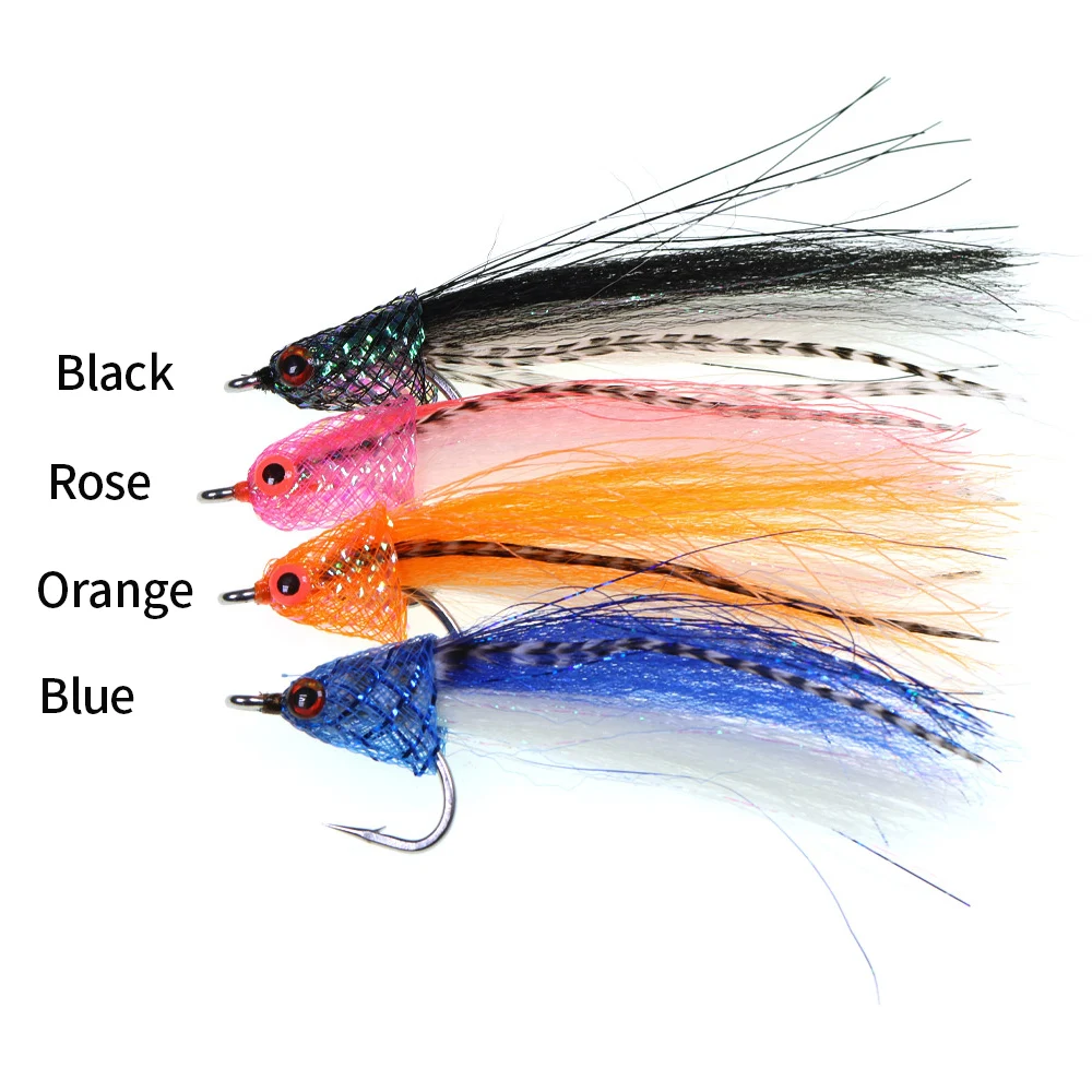 ICERIO 2/4PCS 4/0 # Señuelo de pesca con mosca 3D, Streamer grande, Baitfish, con sillín, Hackle para trucha, Lucio, lubina almizclada, Señuelos de Pesca de Mar - imagen 3