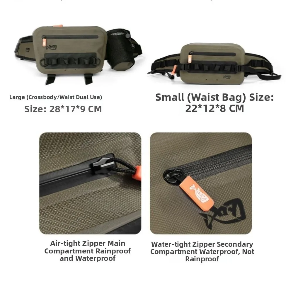 Bolsas de pesca con señuelo de TPU de doble capa, bolso de hombro de pesca impermeable de gran capacidad, correa de caña ajustable cruzada - imagen 5