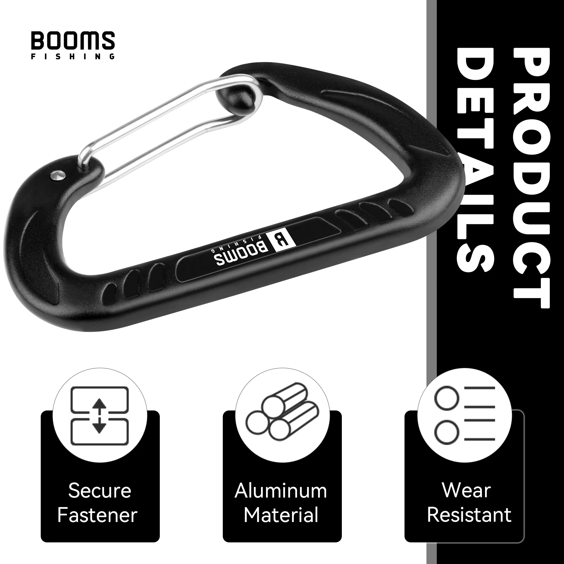 Booms Fishing CC10 12KN mosquetón de aluminio Clip de bloqueo para Camping pesca y llavero de seguridad al aire libre accesorios de gancho - imagen 3