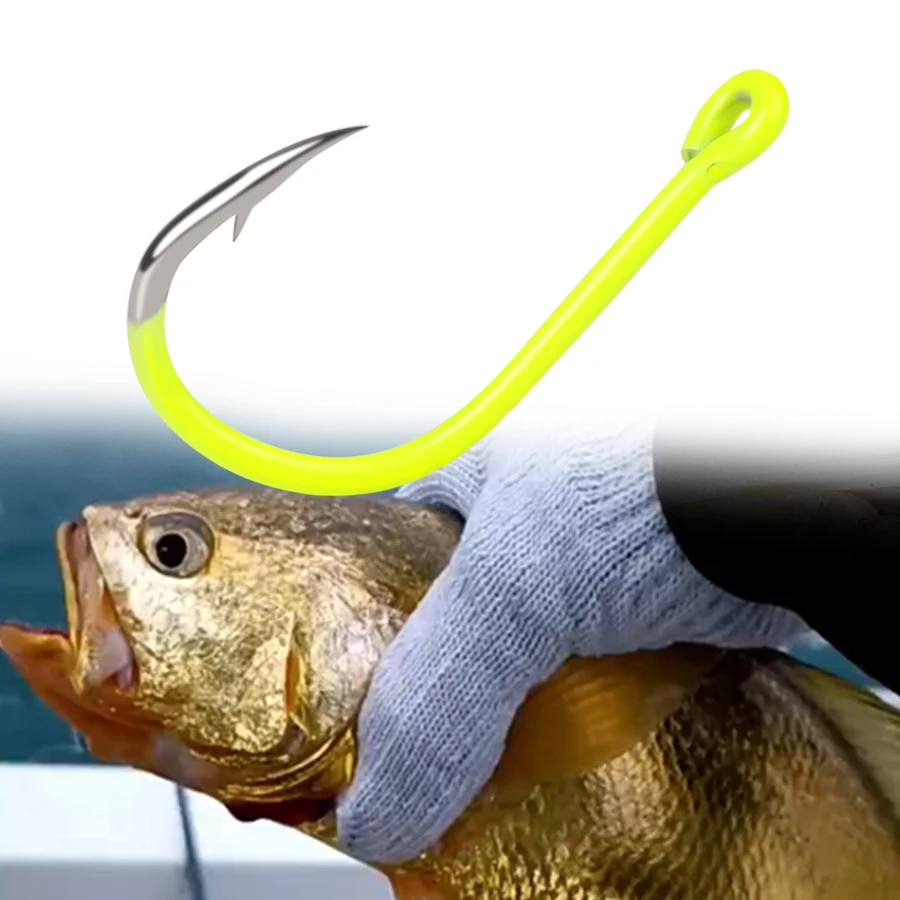 FTK 100 Uds mezcla de colores juego de anzuelos de pesca de acero al carbono círculo único 2 # -11 #   Anzuelo de pesca con mosca, anzuelos de carpa con púas, aparejos marinos - imagen 5