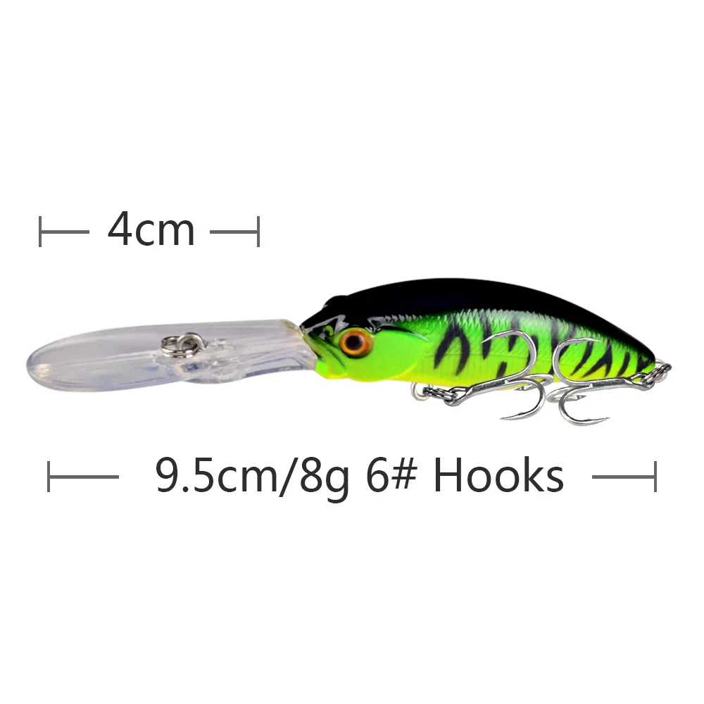Señuelo de Pesca de pececillos, 1 unidad, 9,5 cm, 8g, cebo duro flotante para Pesca de lubina, Swimbait, aparejos de Pesca de carpa - imagen 4
