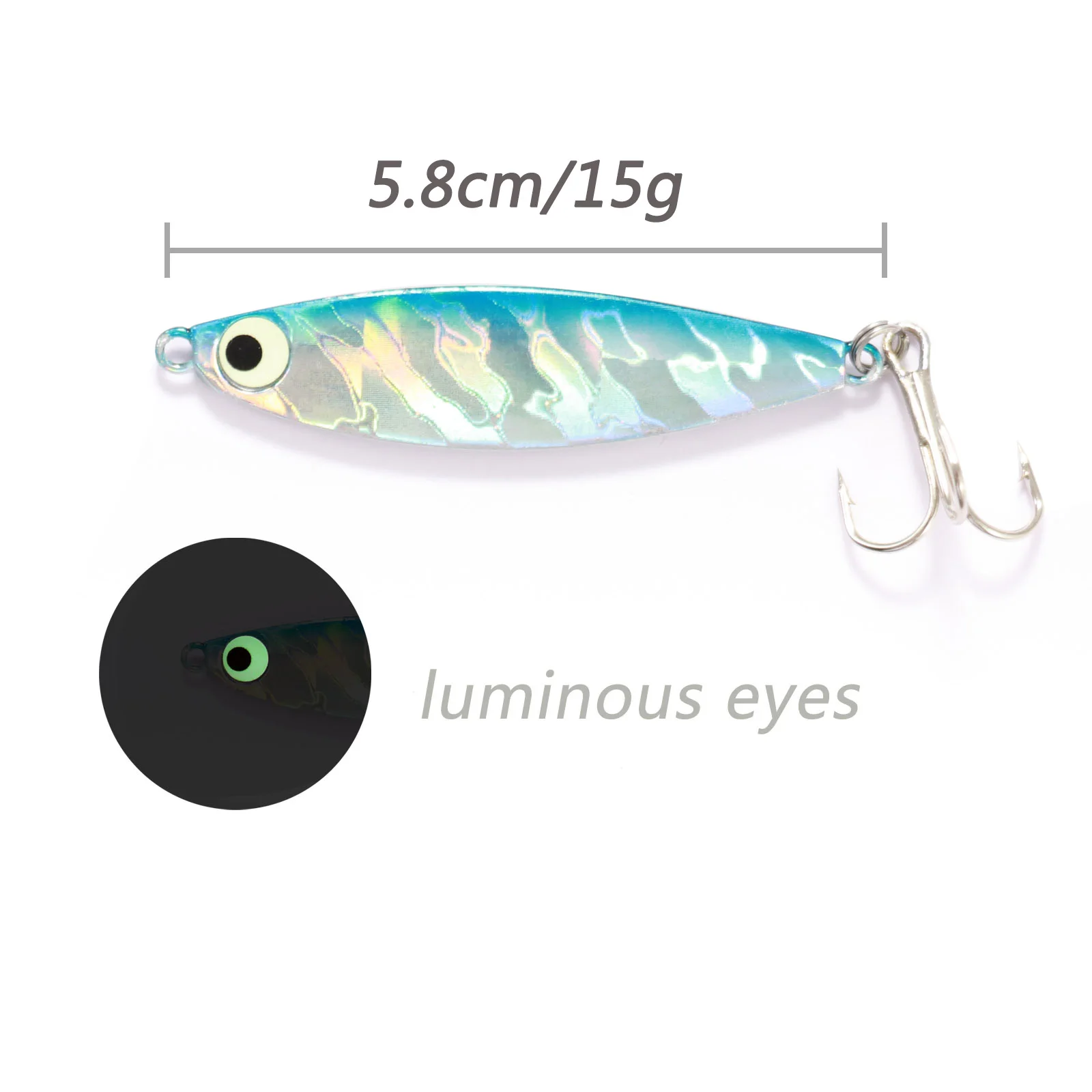 Señuelos de Pesca plantilla de Metal cuchara giratoria pluma gancho de carbono cebo Artificial duro ojo luminoso hundimiento fundición aparejos de lubina Pesca - imagen 3