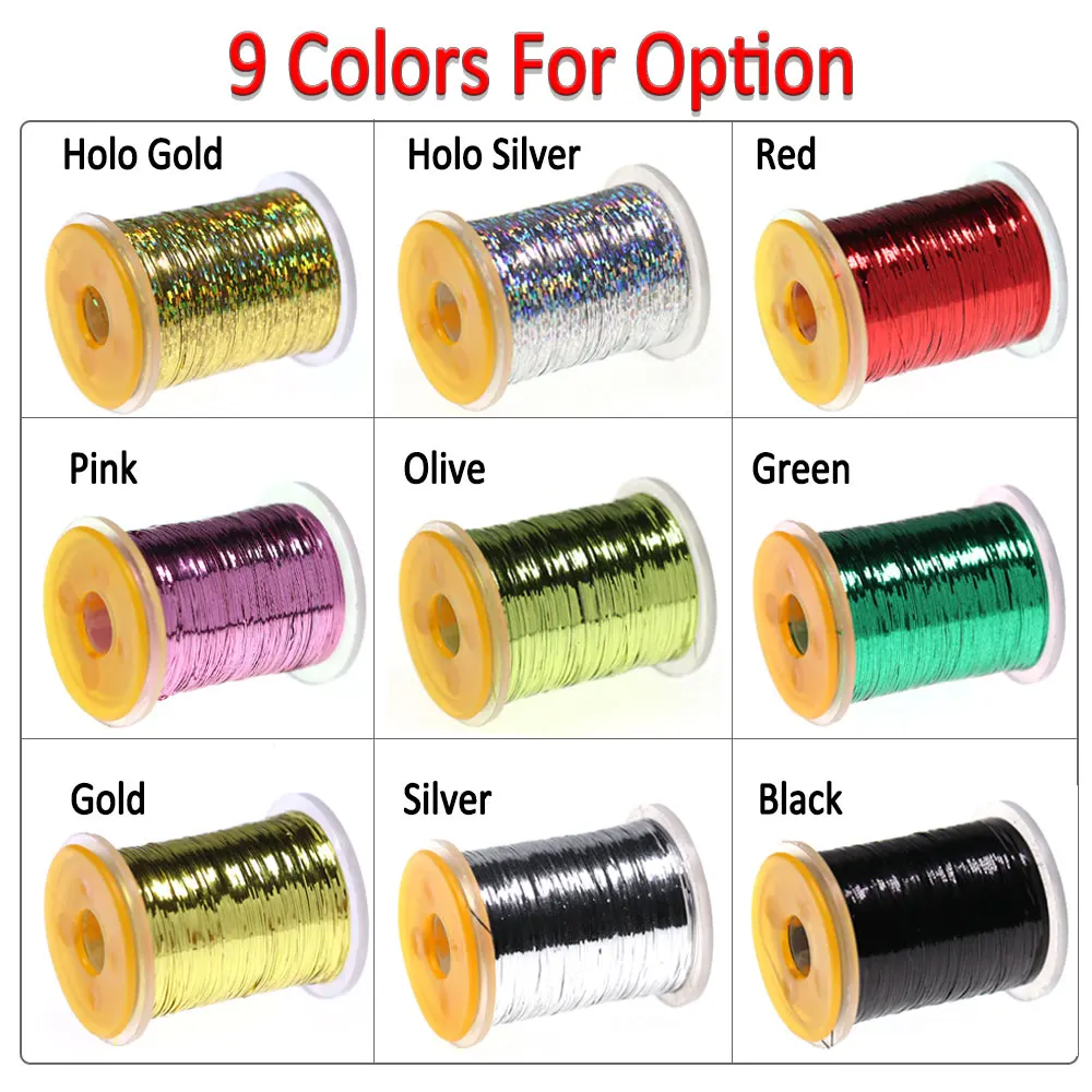 ICERIO-oropel plano de Mylar para atar moscas, 150 yardas, 0,3mm de ancho, cinta de Flash holográfica para atar ninfas, señuelos de pesca con mosca húmedos y secos - imagen 4