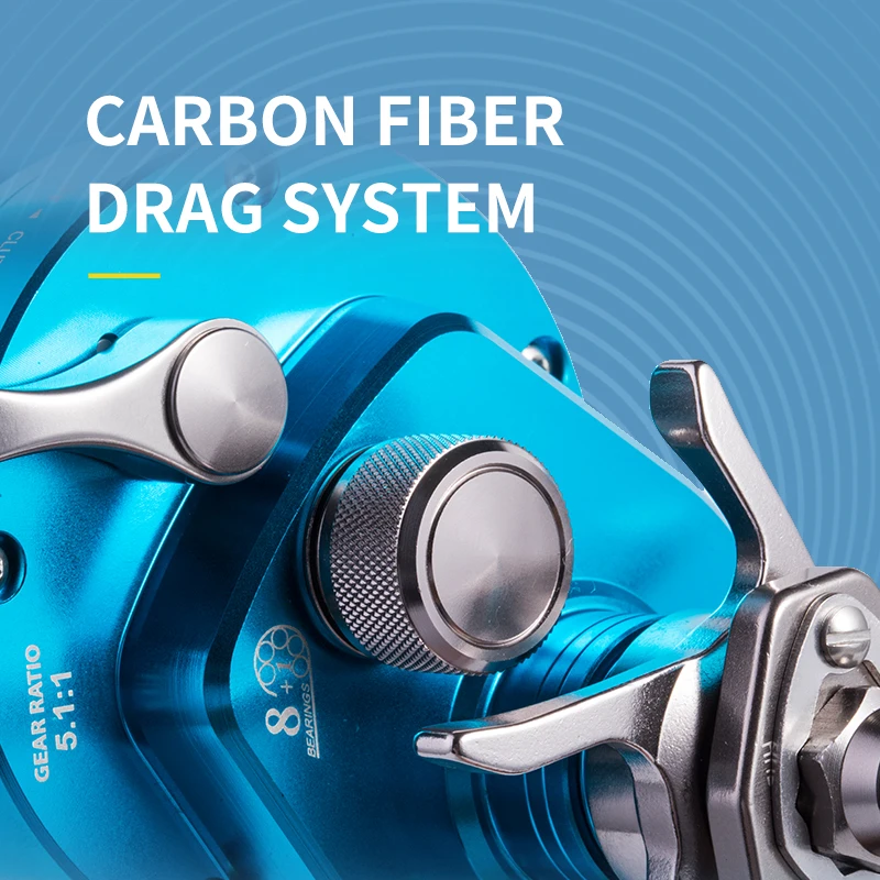 RYOBI RAMIN BT 50 carrete de pesca rueda de arrastre máximo 16kg relación de engranaje 5,1: 1 8 + 1BB pesca tiburón carretes de jigging lento - imagen 5