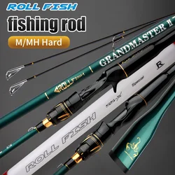 ROLLFISH Caña pescar fibra carbono 2 puntas giratoria fundida lubina