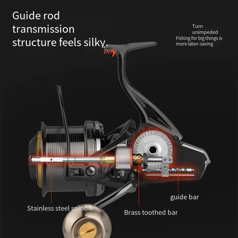 Carrete de pesca grande NAG8000-14000, carrete de cuerpo de Metal, carrete de pesca de agua de mar resistente a la corrosión, 6 + 1Bbs, arrastre máximo de 20KG para peces grandes - imagen 4