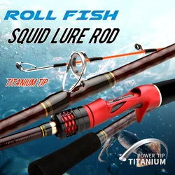 ROLLFISH-caña de pescar con punta de titanio, 1,7 M/5,57 pies, acción 8:2, sistema de guía en espiral, carbono, para barco de mar