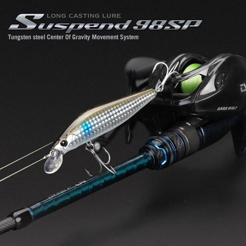 Señuelo de pesca TSURINOYA 98SP suspendido Minnow DW86 STINGER 98mm 14,5g cebos duros artificiales de agua salada Wobblers de peso de tungsteno para lubina - imagen 5