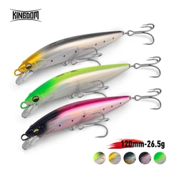 Señuelo de pesca KINGDOM, pececillo que se hunde, 38g, 140mm, cebos de pesca de fundición larga para agua salada, Seabait duro artificial para lubina oceánica