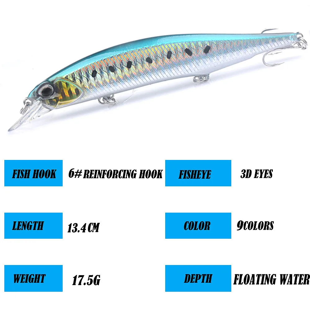 Cebo duro tipo Minoluya, cebo de Pesca de Mar, Perla integrada, Luu, 13,4 CM/17,5G - imagen 2