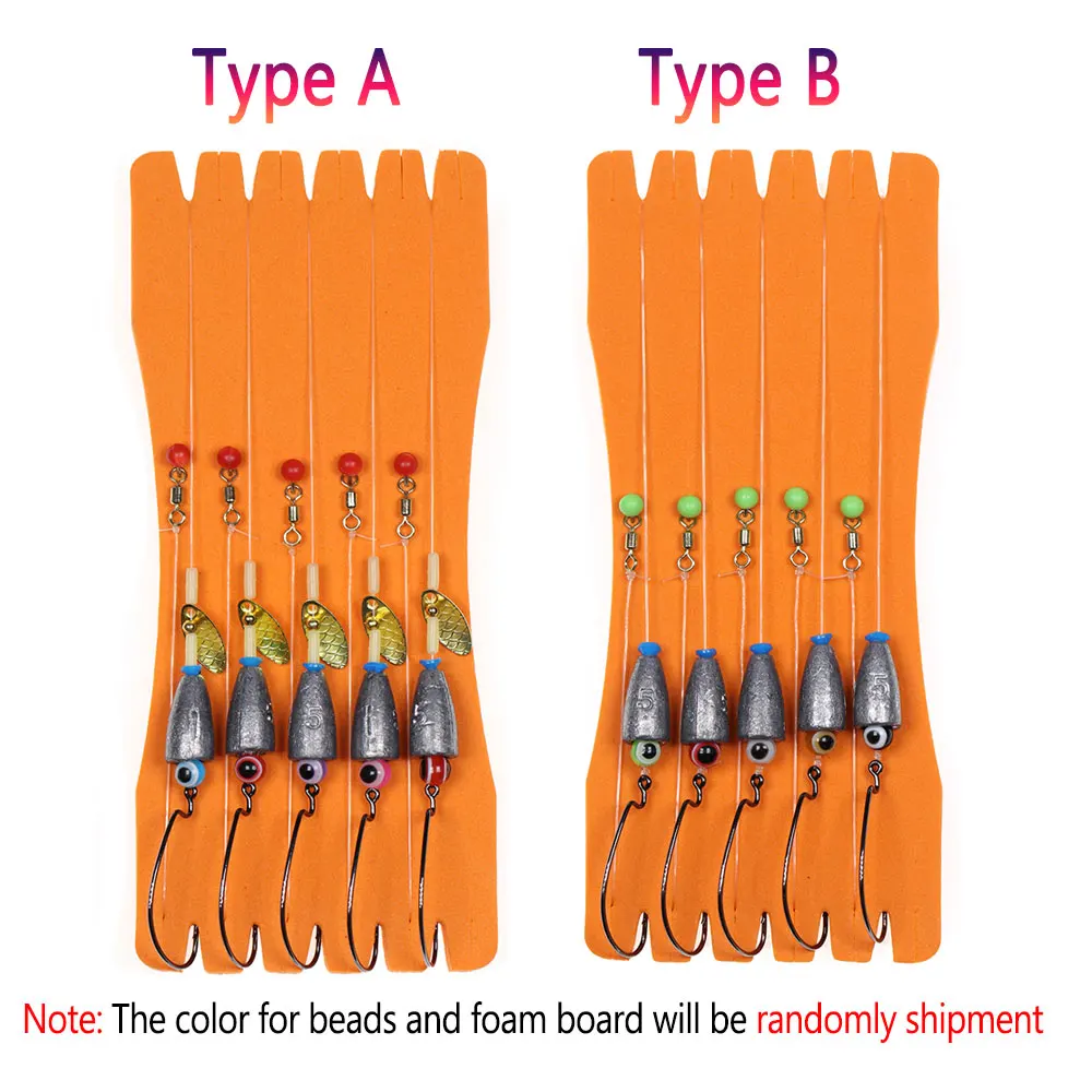 Bimoo-Juego de aparejos Texas de 5 piezas, Kit de aparejos de pesca de carpas de lubina, aparejos de pelo de pesca, Boilies listos para usar - imagen 5