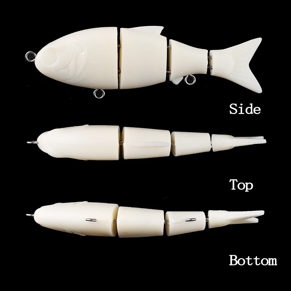 Chan'sHuang-Señuelos de Pesca artificiales, 5 piezas, en blanco sin pintar, 4 segmentos, sonajeros articulados que se hunden, Swimbait, 12cm, 27,5g, DIY - imagen 3