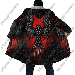 DP22 Capa polar con capucha – Estampado 3D lobo y dragón para hombre