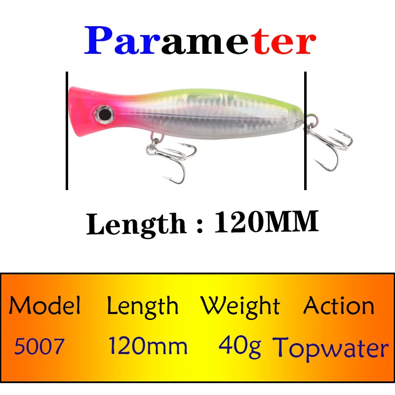 Señuelo de Pesca Testar, 120mm, 40g, cebo Popper flotante de fundición larga, Wobblers artificiales, cebo duro Topwater para Lucio, Pesca - imagen 2