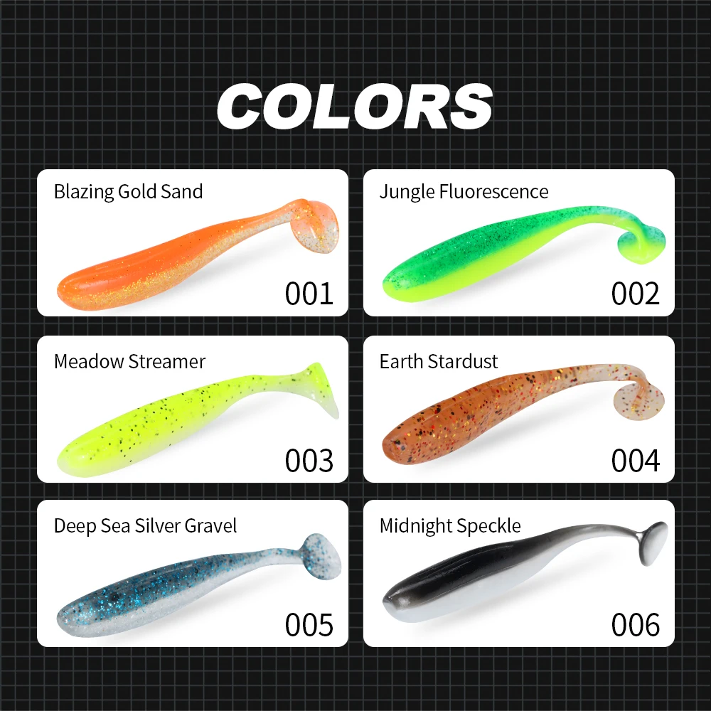 Hunthouse-señuelo suave con cola en T, 55mm/1,1g, 70mm/2,2g, cebo suave de silicona, Wobblers, fácil brillo, Swimbait para lubina, aparejos de pesca LW242 - imagen 5