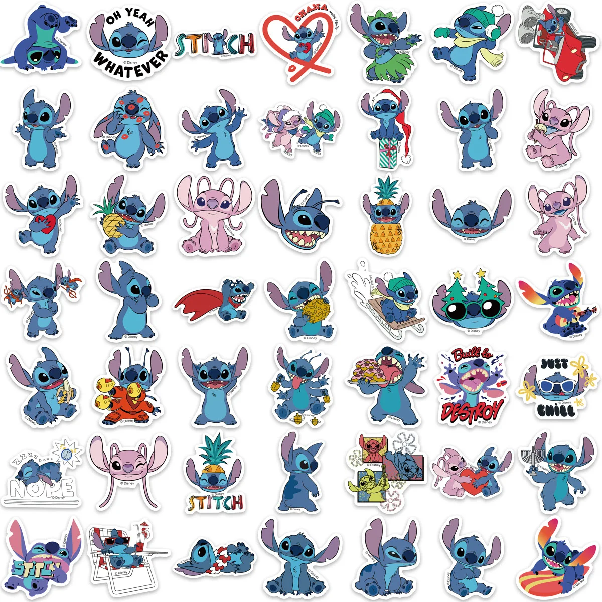 50/100/150 Uds. Pegatinas de película Disney Lilo Stitch DIY álbum de recortes teléfono guitarra maleta para portátil calcomanías impermeables pegatina juguetes para niños - imagen 4