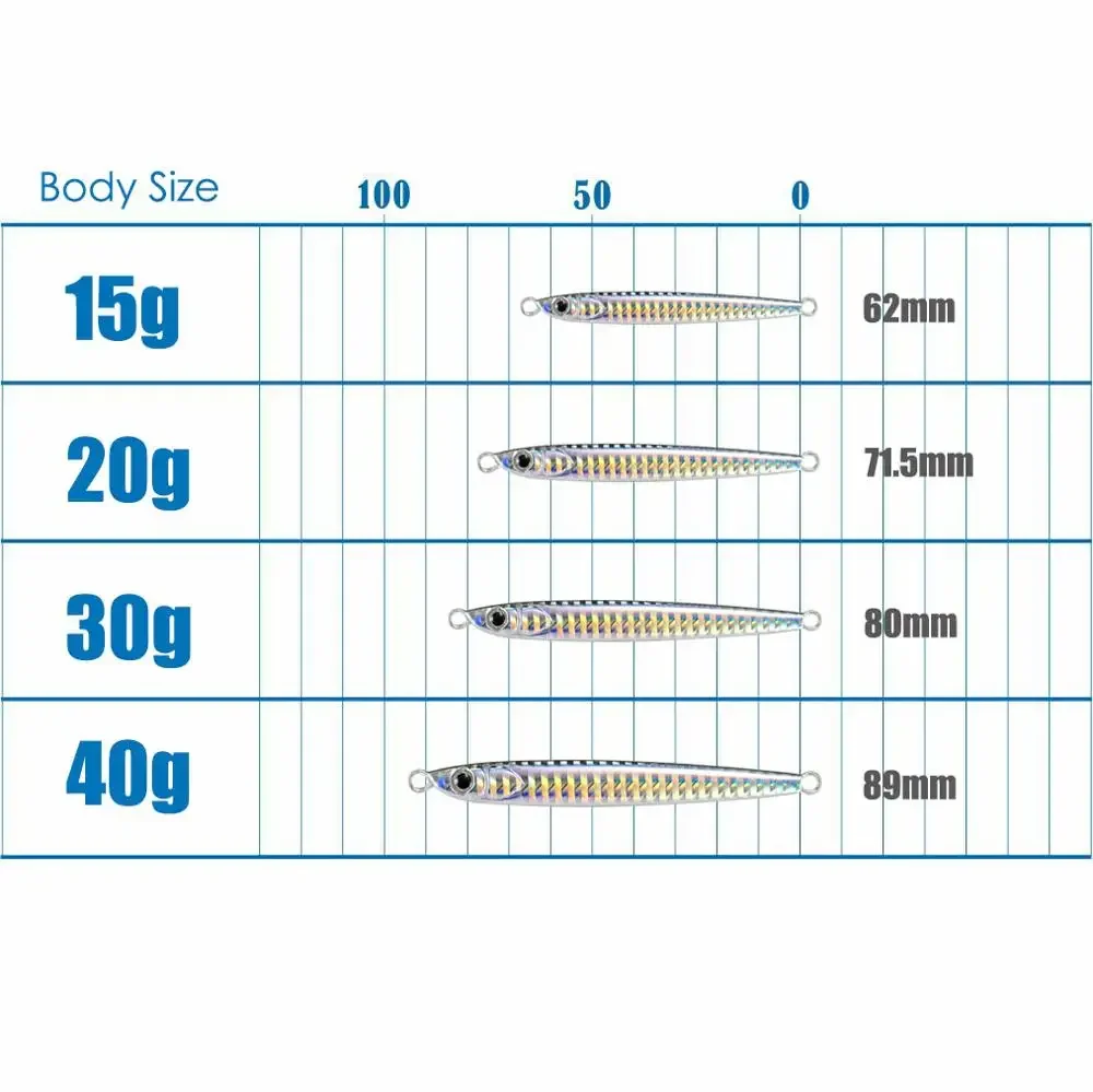 COUNTBASS-señuelo de pesca Jigging, anzuelo de Metal, Delgado, de fundición, 3 piezas, 15g, 20g, 30g, 40g - imagen 4