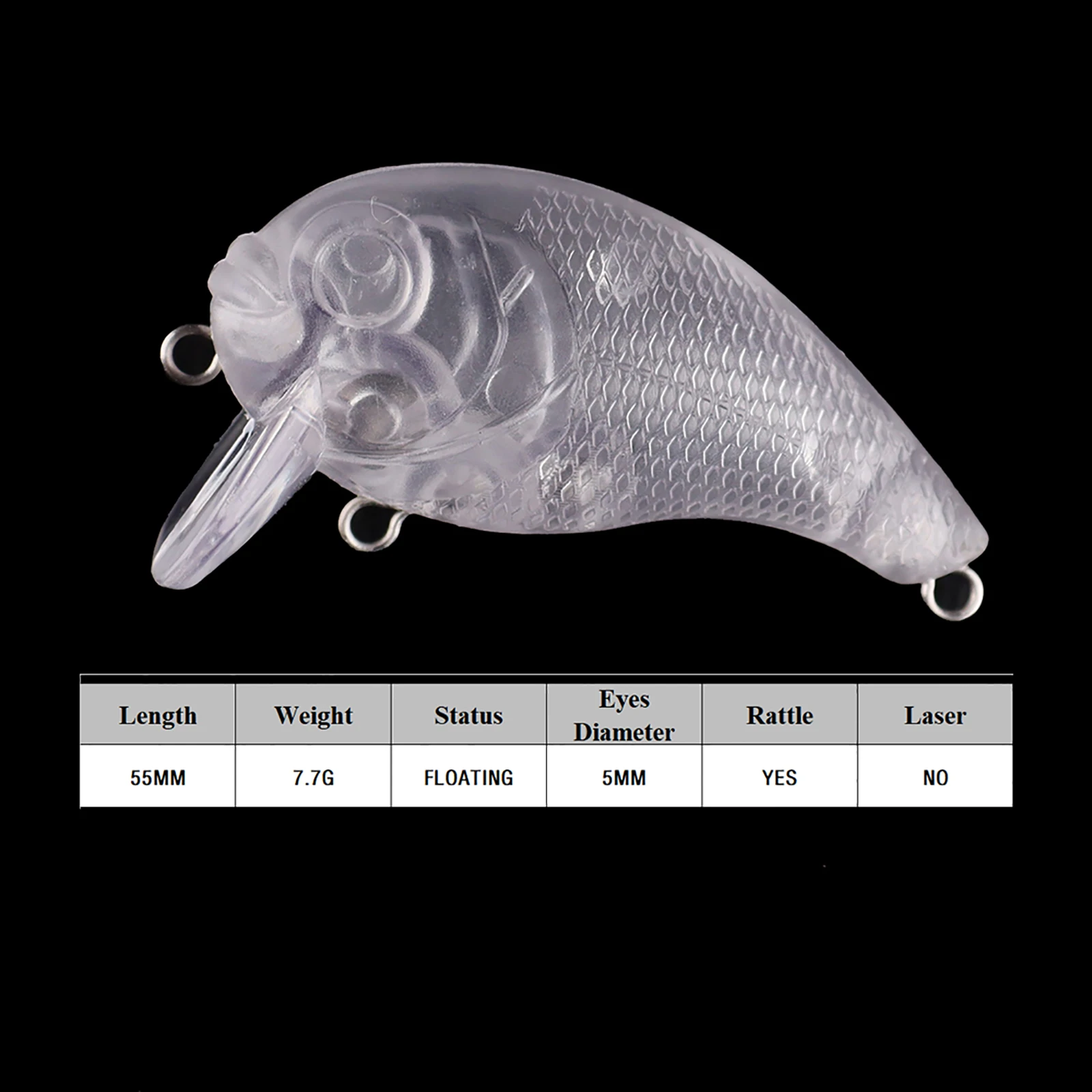 Chan'Shuang 20 piezas cebo de pesca en blanco sin pintar 5,5 cm/7,7g pez payaso Crankbait sonajero flotante DIY Señuelos de pesca artificiales - imagen 2