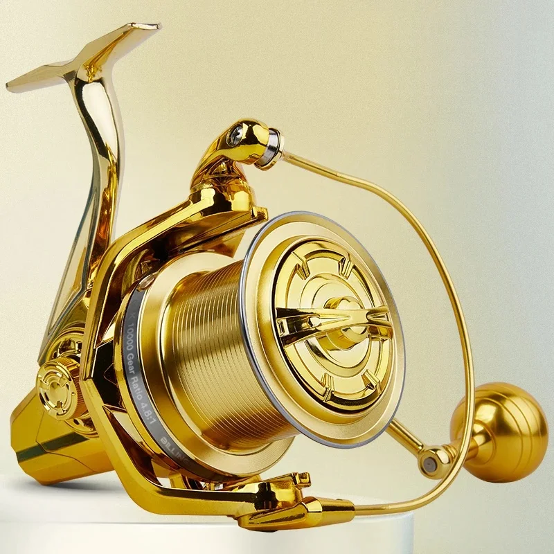 Nuevo Carrete de pesca grande, carrete giratorio de arrastre máximo de 20KG, potentes carretes de agua dulce de agua salada con carrete de Metal y balancín