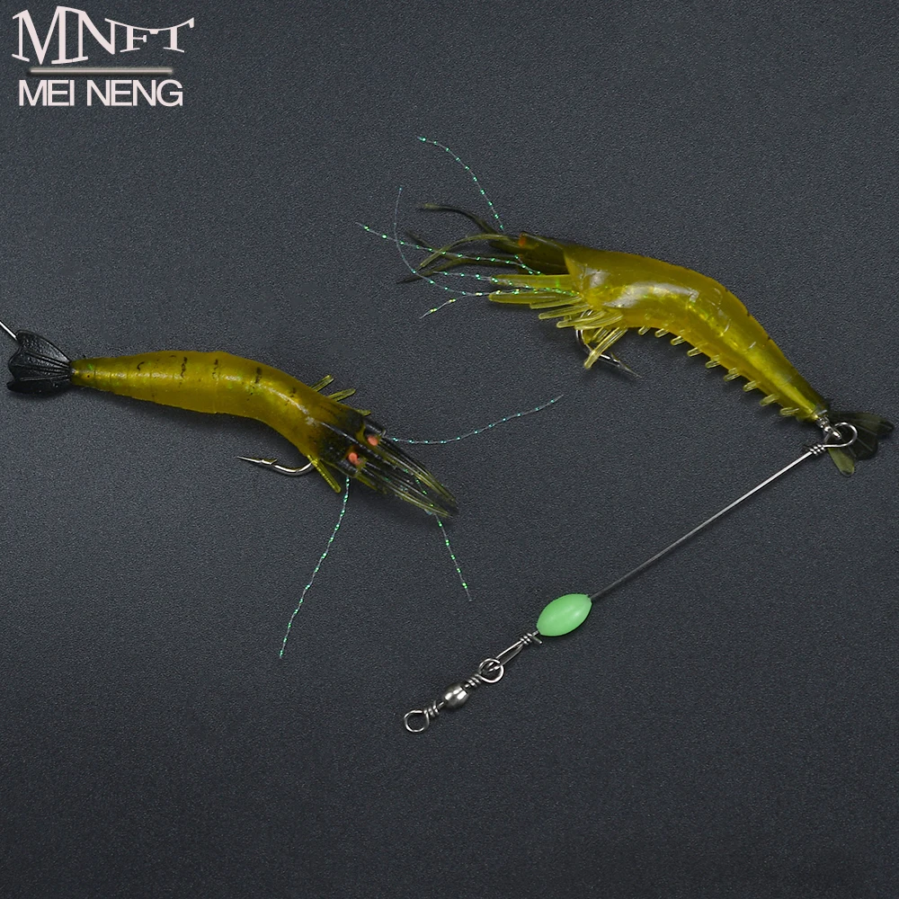 MNFT-señuelo tipo Gamba con cuentas luminosas, cebo Artificial de silicona suave con ganchos giratorios, aparejos de pesca, 1 ud.