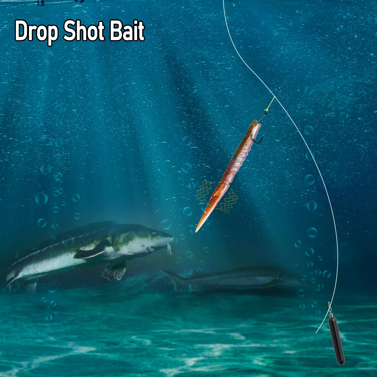 Vinilos Drop Shot con sonajero de cristal – Cola recta para black bass - imagen 5