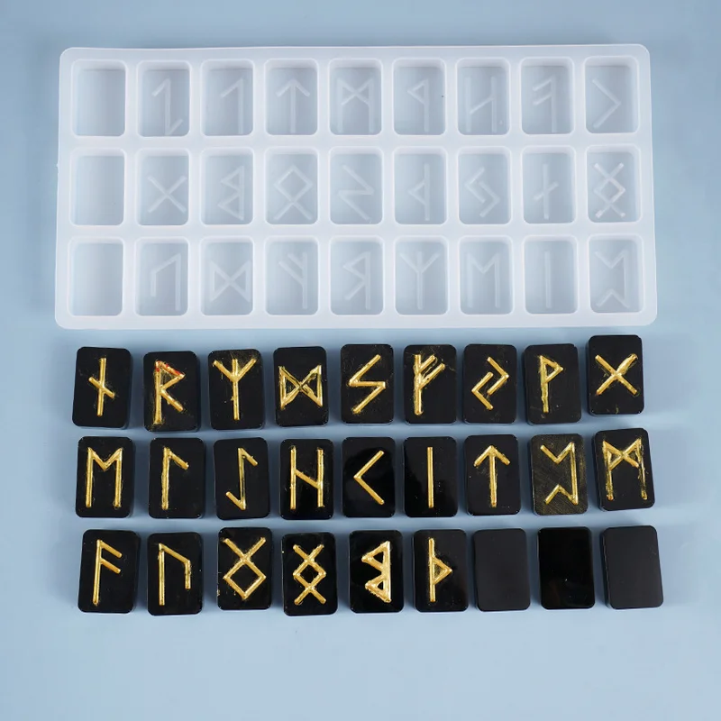 2 tipos de runas, molde de resina, mito, Tarot, epoxi, dominó, herramientas de silicona, suministros de bricolaje, colgante, artesanía de joyería (solo moldes) - imagen 2