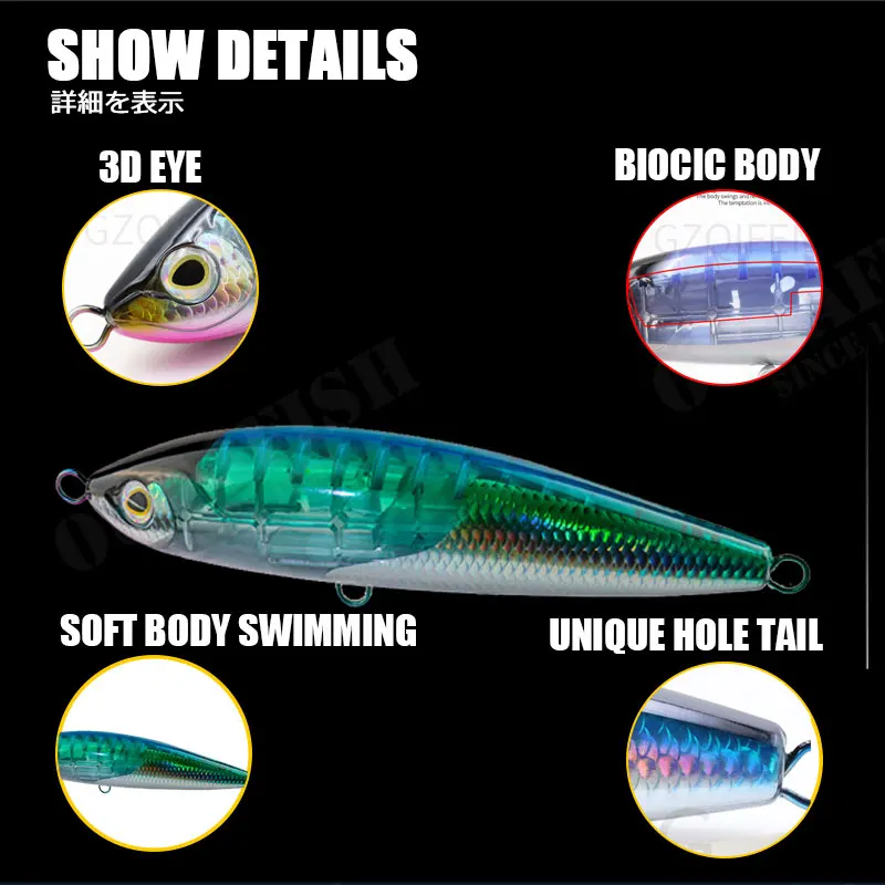 Señuelo de pesca flotante de 92g y 192mm, anzuelo de gran tamaño, Isca, Artificial, para curricán, lubina, atún - imagen 4