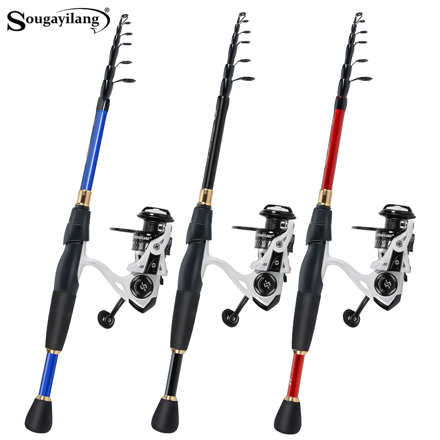 Sougayilang Combo pesca – Caña carbono y carrete 5.2:1 profesional - imagen 2