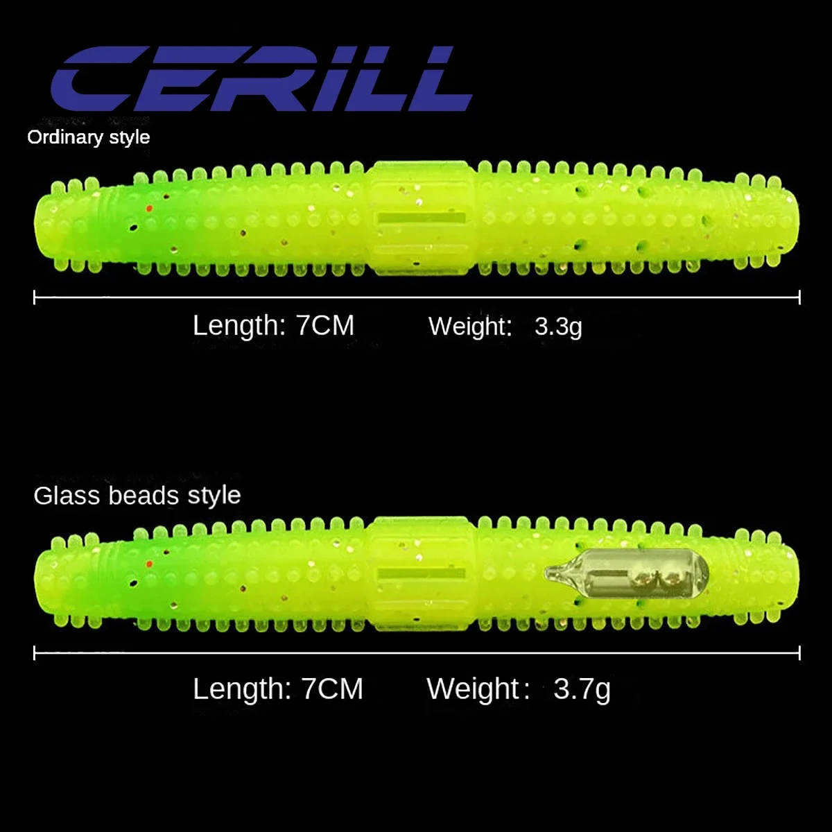 Ceril-señuelo de pesca suave con sonajero de vidrio, gusano Senko flotante, 7cm, cebo Artificial TPR, lubina, trucha, Swimbait, lote de 5 unidades - imagen 3