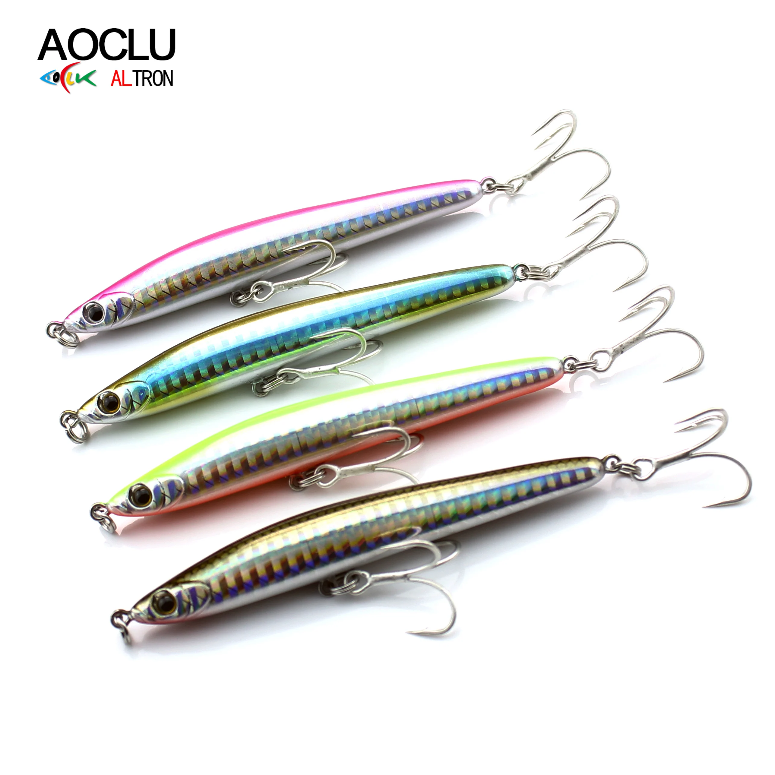 AOCLU-señuelo duro Wobbler VIB, palo de lápiz que se hunde, señuelo VIB, fácil fundición, pesca en barco de agua salada, anzuelo VMC, 95mm, 17g - imagen 3